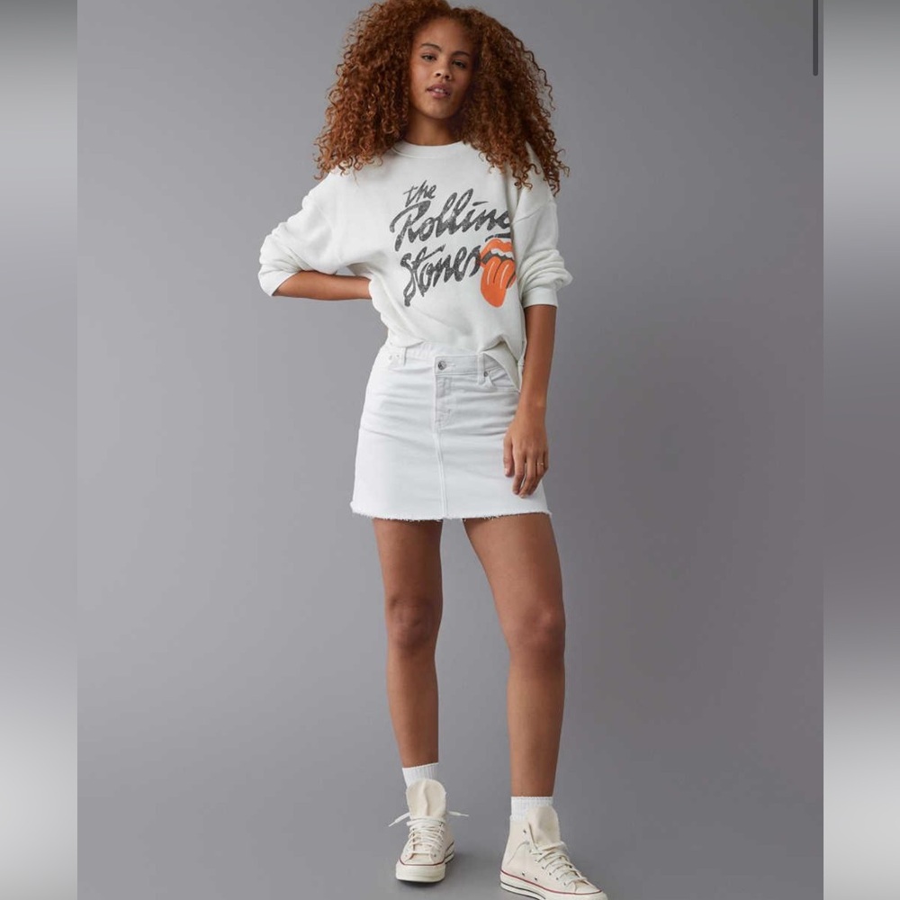 American Eagle Outfitters White Frayed Mini Skirt